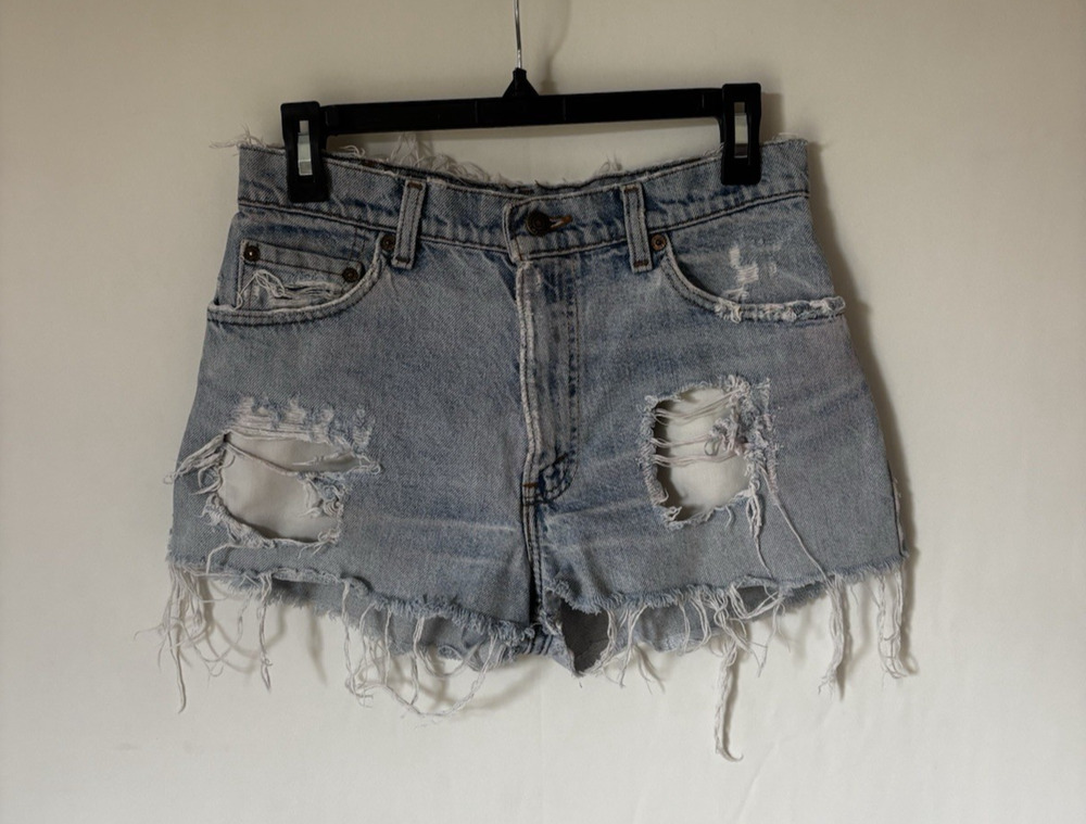 Vtg Levis Cut Off Denim Shorts 550 30 Blue Faded Distressed
